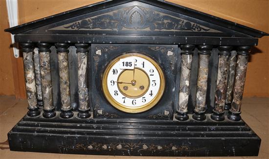 French black slate and marble clock